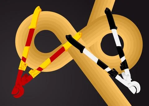 Retro 70s Background with Wire cutter. Groovy Heavy Duty Large Cable Cutter.. Stock Illustration