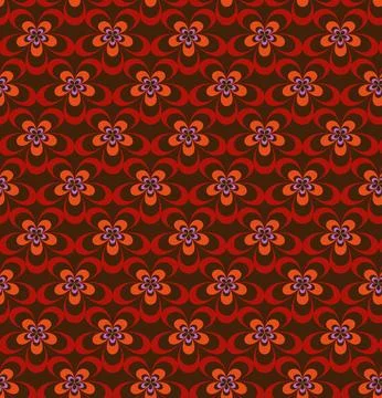Retro 70s Floral Seamless Pattern Background イラスト素材