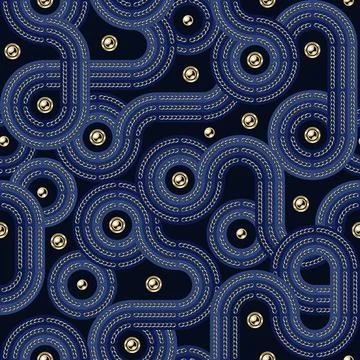 Retro 70s geometric seamless pattern with blue vintage color lines Illustrazione stock