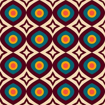 Retro 70s seamless pattern.Mid Century pattern.Vector illustration イラスト素材