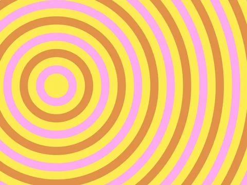 Retro 70s style psychedelic concentric circle pattern with vibrant yellow p.. Stock Illustration