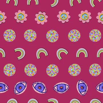 Retro 70s style vector repeat pattern design background Stock Illustration