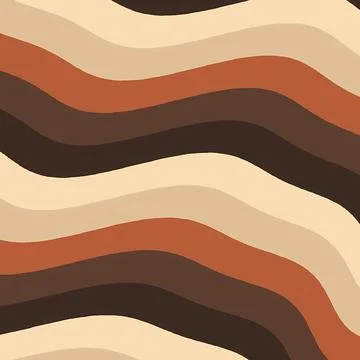 Retro 70s Wavy Pattern Background with Earthy Tones of Brown, Terracotta, 스톡 일러스트