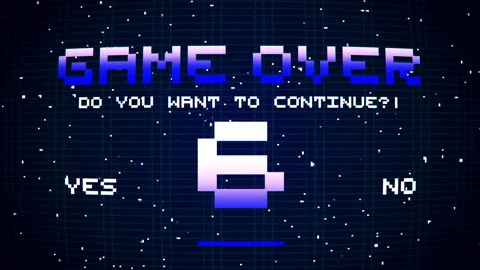 Retro 8-Bit Arcade Countdown To Game Over. Video stock 311029298
