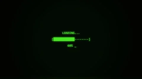 Retro 8 Bit Digital Loading Progress Bar with Increasing Percentage on a Gr.. Video stock 346873037