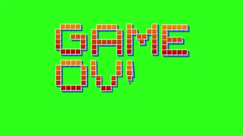 Retro 8-Bit Game Over Text Animation with Shooting Spaceship on Green Screen Stock Footage 336520717