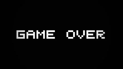Retro 8 bit Game Over. Retro 8-bit pixel art game over text on black background Stock Footage 342205019