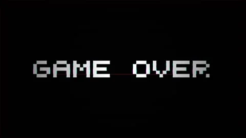 Retro 8-bit game over text with glitch effect Stock Footage 342205291