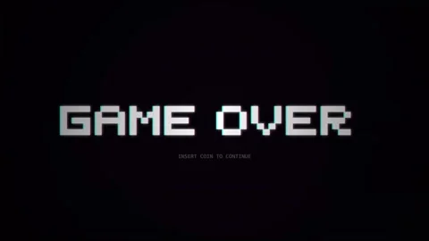 Retro 8 bit Game Over. Retro arcade game over insert coin to continue screen Stock Footage 342205334