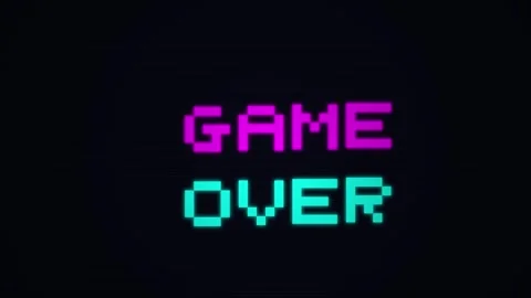 Retro 8-bit game over text with pixelated font Stock Footage 342205366