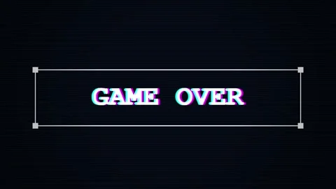 Retro 8 bit Game Over screen with digital glitch effect and chromatic Stock Footage 345800155