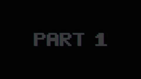 Retro 8 bit part one text flickering and dissolving into pixels. 4K Stock Footage 344846664