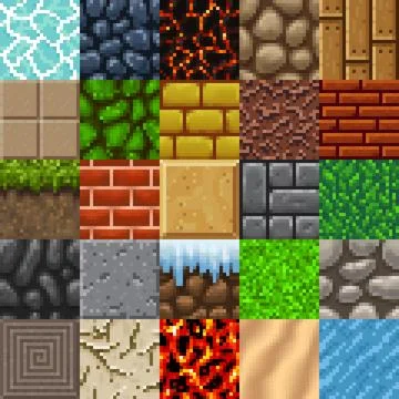 Retro 8 bit pixel art game surface texture pattern Ilustração Stock