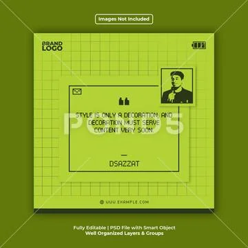 Retro 8-Bit Pixel Art Social Media Quote Template PSD Template