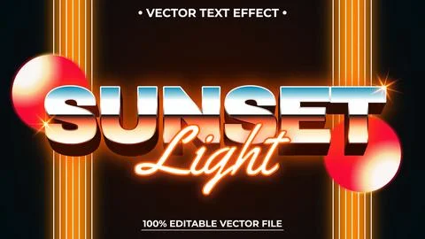 Retro 80s 3D Text Effect Editable with Metallic Gradient Stock Illustration