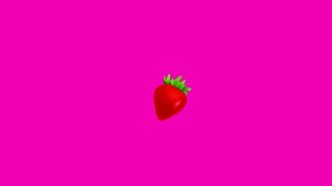 Retro 80's 90's pattern background with strawberries on the pink screen Stock Footage 112948285