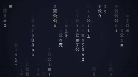 Retro 80s anime style digital rain with Japanese and math symbols Stock-Footage 339883173