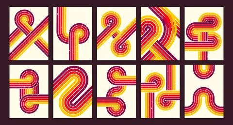 Retro 80s background pattern set Illustrazione stock