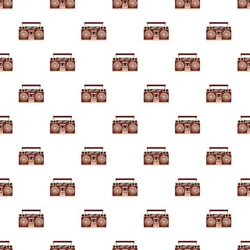Retro 80s boombox music pattern creating backdrop Stock Illustration
