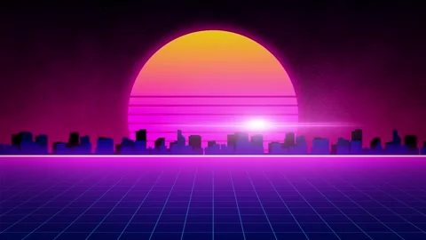 Retro 80s City Background Stock After Effects