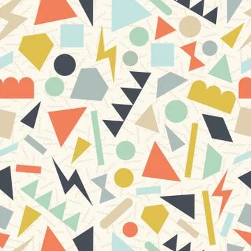 Retro 80s geometric pattern background Stock Illustration