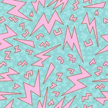 Retro 80s lightning bolts pattern Illustrazione stock