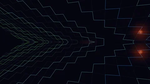 Retro 80s Neon Wireframe Tunnel Motion Background Stock Footage 336960678