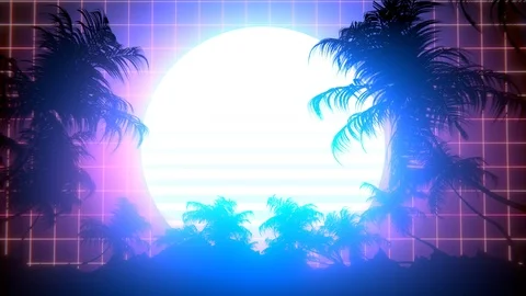 Retro 80s Palm Trees Stock Footage 97757395