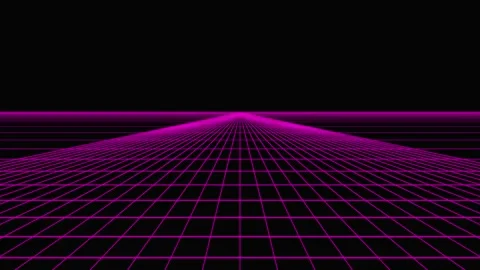 Retro 80s Pink Neon Grid Landscape Animation Stock Footage 344247723