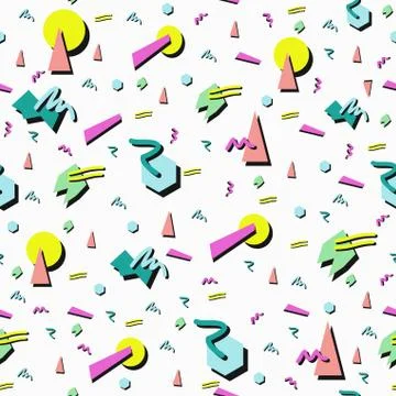 Retro 80s seamless pattern background Stock Illustration