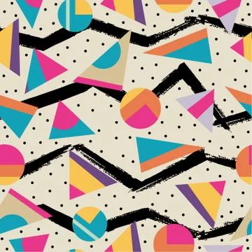 Retro 80s seamless pattern background Stock Illustration
