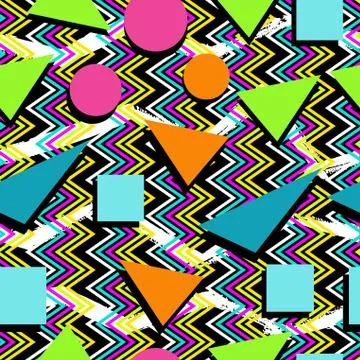 Retro 80s seamless pattern background Stock Illustration