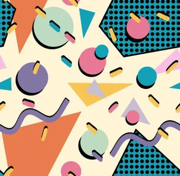 Retro 80s seamless pattern background Stock Illustration