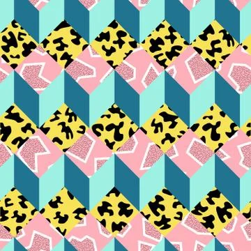 Retro 80s seamless pattern background Stock Illustration