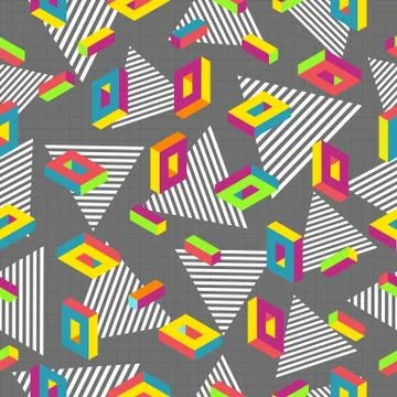 Retro 80s seamless pattern background Stock Illustration