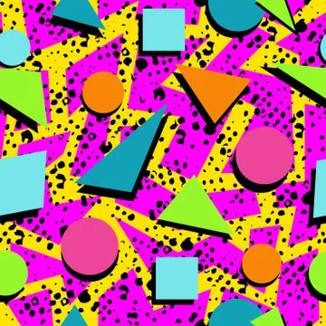 Retro 80s seamless pattern background Stock Illustration