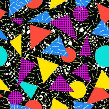 Retro 80s seamless pattern background Stock Illustration