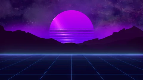 Retro 80s style. Fly endlessly over the digital ocean. Video stock 163920348