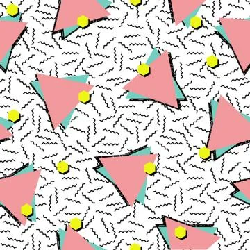 Retro 80s style seamless pattern background Stock Illustration