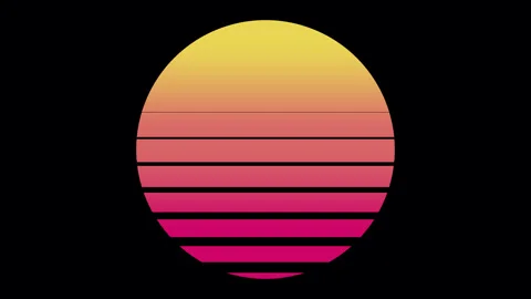 Retro 80s sun loop animation for synthwave style sunrise or sunset Stock Footage 241061723