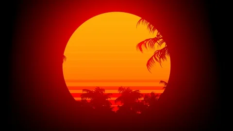 Retro 80s Sunset Stock Footage 123979157