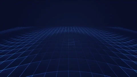 Retro 80s Synthwave Blue Wireframe Grid Moving Wave Loop Digital Neon Cyberpunk Vídeo Stock 333014807