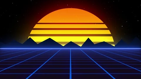 Retro 80s Synthwave Grid Landscape Background Loop Animation Vídeos de archivo 311717192