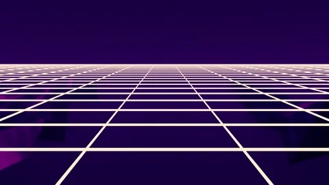 Retro 80s Synthwave Grid Landscape Loop with Purple Low Poly Mountains Stock Footage 324620990