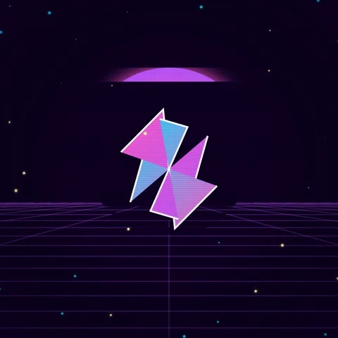 Retro 80s Synthwave Grid Landscape with Neon Abstract Shape and Sun 스톡 동영상 347265576