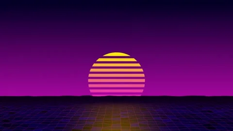 Retro 80s Synthwave Sunset Background Loop Stock Footage 321790868