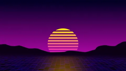 Retro 80s Synthwave Sunset Background Loop Stock Footage 321790888