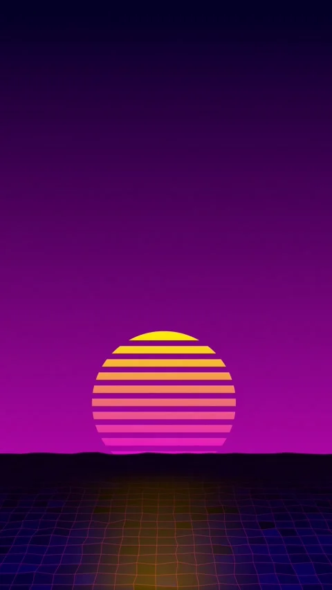 Retro 80s Synthwave Sunset Background Loop Stock Footage 321790920