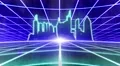 Retro 80s VHS tape video game intro landscape vector arcade wireframe city 4k 4k or 4k+ Resolution