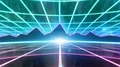 Retro 80s VHS tape video game intro landscape vector arcade wireframe mountains 4k or 4k+ Resolution